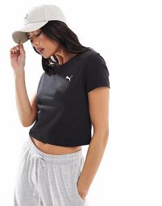 Укороченная футболка Wardrobe Essential черного цвета Puma