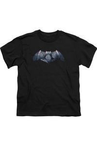 Футболка с коротким рукавом для детей "Бэтмен против Супермена" с металлизированным логотипом Бэтмена Gildan, черный