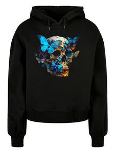 Толстовка свободного кроя из органического материала с рисунком черепа и бабочки, цвет черный F4NT4STIC
