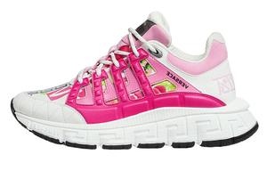 Кроссовки женские Versace Trigreca Logo Orchid Print, белый / розовый