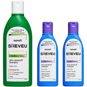 Selsun Elsin Upgraded Аминокислотный шампунь и кондиционер против перхоти, питание и очищение SHEVEU, three-piece set: amino acid repairing зеленый bottle 375ml+oil control dandruff treatment фиолетовый bottle 200ml*2