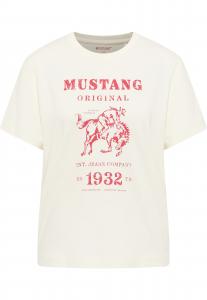 MUSTANG Футболка 'Floris' в цвете Off White