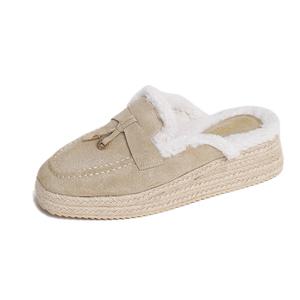 JIUXINGDAO Резиновая подошва устойчивые к истиранию металлические закрытые тапочки женские хаки, цвет Khaki