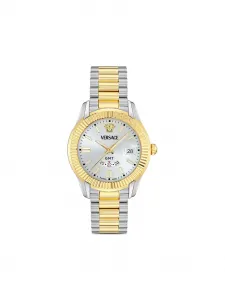 Наручные часы Greca GMT Fluted 41 мм Versace, серебряный