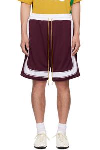 Баскетбольные шорты бордового и белого цвета Como Rhude