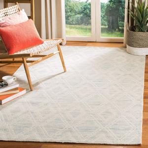 Ковер SAFAVIEH, 122 x 183 см, Marbella Collection, Light Blue & Ivory, ручной работы из шерсти, идеально для помещений с высокой проходимостью: прихожая, гостиная, спальня (MRB312B)