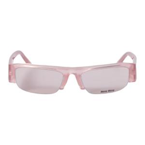 MIU MIU Ацетатные прямоугольные солнцезащитные очки унисекс светло-бежево-розовые