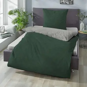Комплект постельного белья Dream Sleep Uni Melange Flannel 840200 200x200 см + 2 шт. 80x80 см темно-зеленый Traumschlaf