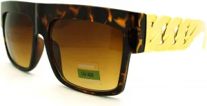 Дизайнерские солнцезащитные очки унисекс с толстой золотой цепочкой и плоским верхом, черепаховая оправа.. MODA