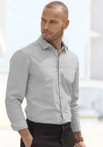 Рубашка John Devin с длинными рукавами из эластичного хлопка, обеспечивающая максимальную свободу движений благодаря эластичности, серый