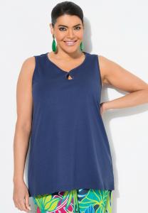 Топ KEYHOLE CUTOUT SWEETHEART NECKLINE Ulla Popken, синий
