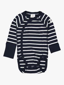 Polarn O. Pyret Baby GOTS Боди с запахом и полосками из органического хлопка, синий