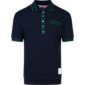 Поло с ажурной полосой THOM BROWNE, морской синий
