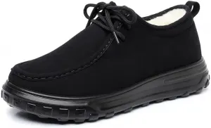 Зимние мужские ботинки Снегоходные ботинки с теплой подкладкой, повседневная зимняя обувь с мягкой внутренней отделкой, гибкая мягкая подошва для холодной погоды, прогулок и повседневной носки Qacksv, черный