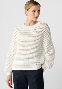 Джемпер comma VERKÜRZTER MIT AJOURMUSTER, Weiß/White
