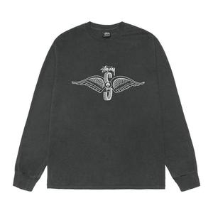 Футболка Stussy Skull Wings Long-Sleeve Tee Pigment Dyed, Black