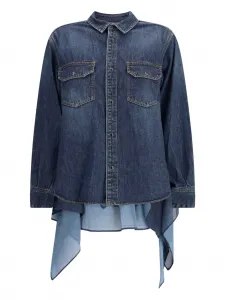 Рубашка с накладными карманами Sacai, синий