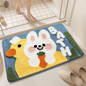 Dajiang Ковер 50х80 см для ванной комнаты, из велюра, с рисунком белого кролика, впитывающий, нескользящий