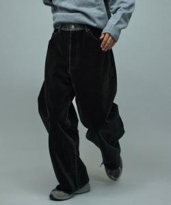 Широкие прямые брюки из ворсистой джинсовой ткани, размер 25AW Firsthand, цвет Black