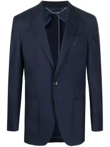 Однобортный пиджак с вышитым логотипом Billionaire, синий