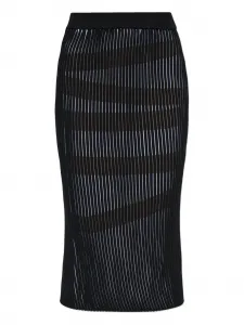 Полосатая юбка с разрезом Issey Miyake, черный