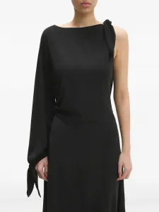 Платье миди с асимметричным вырезом Samsoe Samsoe, черный