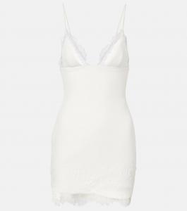 Свадебное мини-платье с кружевной отделкой David Koma, белый