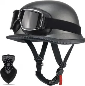 Винтажный немецкий полушлем с сертификатом ECE, реактивный шлем, ретро-шлем, шлем для чоппера, шлем для скутера, велосипедный шлем, шлем для мопеда, открытый мотоциклетный шлем с солнцезащитными очками и быстросъемными пряжками CM Labzaa, c