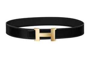 Ремень кожаный Constance Iconic Buckle унисекс черный ширина 3,8 см HERMES