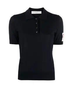 Женская трикотажная футболка-поло темно-синего цвета Golden Goose, синий