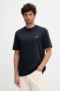 Хлопковая футболка Boss, темно-синий