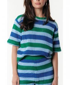 Женская вязаная полосатая блузка Hope, длина с короткими рукавами Colourful Rebel, No Color