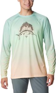 Columbia мужская футболка с длинным рукавом Super Terminal Tackle PFG Fresh Fade, New Mint/Groovy Grove Super Fade