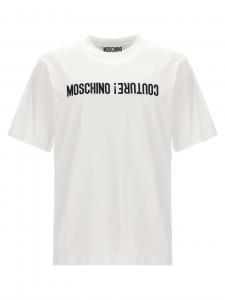 Футболка с вышитым логотипом Moschino, белый/черный