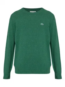 Шерстяной свитер с вышитым логотипом Lacoste, зеленый