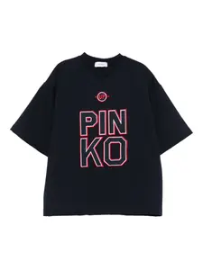 Футболка с вышитым логотипом Pinko Kids, синий