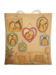 Mr. & Mrs. Panda Сумка с изображением семейства ежиков, без надписи, белого цвета