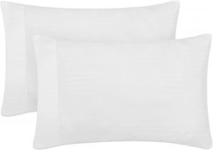 Mellanni Наволочки, комплект из 2 штук, размер 51x102 см, застежка-конверт, роскошные, очень мягкие, охлаждающие, белые в полоску