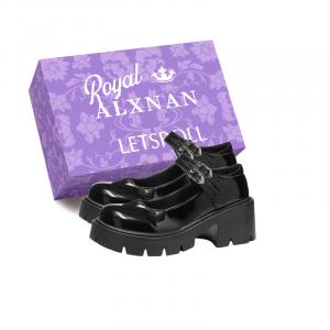 Alxnan Женские туфли Мэри Джейн на массивном каблуке - черные с коробкой, цвет Black+Box