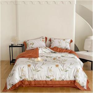 YUSIWOAL Комплект постельного белья из натурального эвкалипта с цветочным принтом