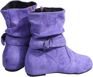 Женские винтажные ботильоны oiangi с невысоким каблуком, модной пряжкой, боковой молнией, закругленным носком, короткие ботинки для повседневной носки, на осень и зиму, с внутренним подъемом, квадратный каблук, женская обувь, Purple