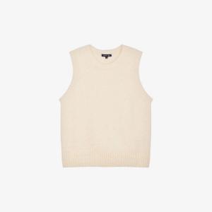 Жилет-Свитер из эластичной трикотажной пряжи с ребристым воротником «намасте» Soeur, экрю