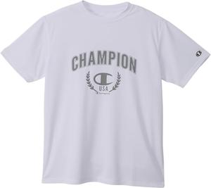 Мужская футболка Champion с коротким рукавом, круглый вырез, антибактериальная, влагоотводящая, быстросохнущая, с графическим логотипом, спортивная, C3-ZS302, белый