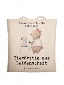 Сумка-шоппер Ветеринарные страсти с надписью кремового цвета Mr. & Mrs. Panda