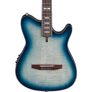 Акустико-электрогитара Ibanez FRH20FMN с верхней декой из кленового шпона, нейлоновые струны, 2025 год - Cosmic Blue Sunburst, 4 фунта 10 унций