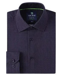 Мужская облегающая рубашка с длинным рукавом Performance в геометрическом стиле Tom Baine, синий