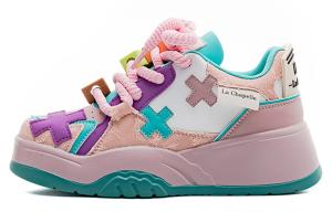 La Chapelle Женские легкие низкие скейтерские кроссовки для увеличения роста розовые белые зеленые, цвет Pink White Green