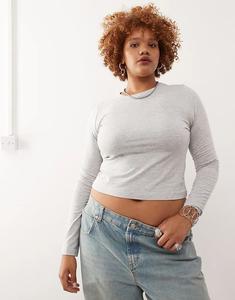 Лонгслив COLLUSION plus с длинными рукавами для малышей серого меланжевого цвета