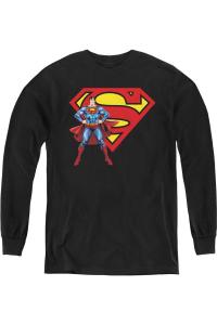 Футболка с длинным рукавом для подростков Superman с логотипом Gildan, черный