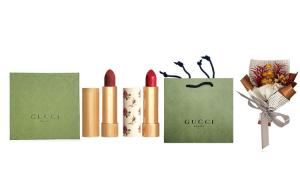 Набор матовой помады из трех штук с сухоцветами Pouring Color, легко растушевывается, стойкий макияж GUCCI